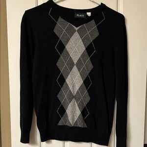 Children’s Place Boy’s Black Argyle Sweater